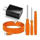 Fast Wall Charger Charging Cable Cord & Replacement Ring Doorbell Screwdriver Fit for Ring Video Doorbell (Released in 2020) 2/3/3 Plus/ 4, Peephole Cam, Doorbell Pro, Camera Battery Charger (Orange)