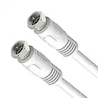 RG6 Coaxial Cable, TV Coax Cable, 16ft RFAdapter White 75 Ohm Quad Shield CL2 Digital Cord with F-Male Connectors, Ideal for TV Antenna DVR Satellite