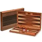 Yellow Mountain Imports Wooden Inlaid Backgammon Game Set, Pasadena - Classic Strategy Board Game Set with Acrylic Playing Pieces & Wooden Dice Cups, 38.5 Centimeters Board