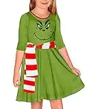 Remimi Green Costume Dress Little Girls Christmas Gift Holiday Party Xmas Skater Dresses 13-14 Years