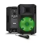 ION Audio Power Glow – 300-Watt Bluetooth-Lautsprecher mit Karaoke-Mikrofon, Lichtern, Multikanal-Mixer und wiederaufladbarer Batterie