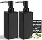 GMISUN Black Soap Dispenser, 2 Pack Bathroom Soap and Lotion Dispenser, 12 oz Glass Soap Dispenser with Stainless Steel Pump, Kitchen Hand and Dish Soap Dispenser Set, Liquid Soap Dispenser