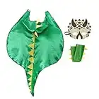 BDAYPRT Kids Dinosaur Cape with Hood Easy Costume for Halloween or Dress up Play (Green)