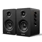 Sanyun SW208 3" Active Bluetooth 5.0 Bookshelf Speakers - 60W Carbon Fiber Speaker Unit - Built-in 24bit DAC - Dynamic 3D Surround Sound - 2.0 Computer PC Monitor Gaming Speakers (Pair, Black)