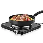 CUKOR Hot Plate, 1500W Portable Electric Stove, Single Electirc Cooktop,Portable Burner for Cooking, Cooktop for Dorm Office Home Camp, Compatible With All Cookware