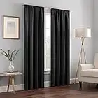 ECLIPSE Kendall Modern Blackout Thermal Rod Pocket Window Curtain for Bedroom or Living Room (1 Panel), 42 in x 84 in, Black