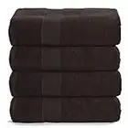 Belizzi Home 4 Pack Bath Towel Set 27x54, 100% Ring Spun Cotton, Ultra Soft Highly Absorbent Machine Washable Hotel Spa Quality Bath Towels for Bathroom, 4 Bath Towels - Chocolate Brown
