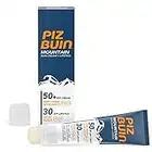 Piz Buin Mountain Sonnencreme und Lippenpflege mit LSF 50+, Sonnenschutz speziell fürs Skifahren und Wandern, gegen Wind und Kälte, 20ml und 2,3ml