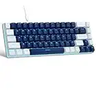 Portable 60% Mechanical Gaming Keyboard, MageGee MK-Box LED Backlit Compact 68 Keys Mini Wired Office Keyboard with Blue Switch for Windows Laptop PC Mac - Blue/White