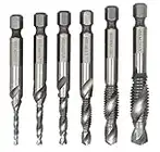 Malayas Drill Tap Combination Bit 6 Pieces Hss Tap Drill Bit Thread Spiral Screw Tap/Hand Tap Hex Shank HSS Screw Spiral Point Thread Metric Plug Drill Bits Set M3 M4 M5 M6 M8 M10 Hand Tools