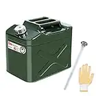 Zemoeng Jerry Can 20L Metal, Petrol Can with Flexible Spout, UN Approved Fuel Can for Petrol Diesel and Other Dangerous Goods - Green