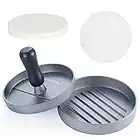 Gwhole Presse à Burger Steak Haché + 100 Disques de Cire - Diamètre 11.5cm Antiadhésif en Aluminium