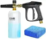 POHIR Pistola per Idropulitrice, pistola idropulitrice universale kit, Lancia Foam 1L 1/4 Regolabile Erogatore Ugello Schiuma Cannone, Lucidare Auto Spugna Lavaggio, Ricambi Accessori Idropulitrice