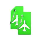 Silicone Luggage Tag with Name ID Card Perfect to Quickly Spot Luggage Suitcase by Ovener (Green 2 Pack Tags)