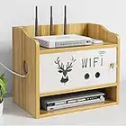 Catekro Boîte de Rangement en Bois pour routeur WiFi, étagères murales, 3 Compartiments pour Chambre à Coucher, Salon