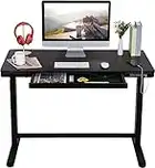 FLEXISPOT EG8 Escritorio de pie con Tablero Vidrio(Negro, 120X60cm) de Altura Regulable Elevable Eléctrico con Función Táctil y USB, Standing Desk Gaming Ordenador(Marco Negro+Tablero Negro)