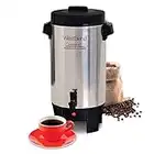 West Bend 58002 Highly Polished Aluminum Commercial Coffee Urn Features Automatic Temperature Control Large Capacity with Quick Brewing Easy Prep and Clean Up, 42-Cup, Silver