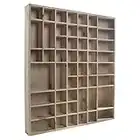 Large Wooden Wall Display Cabinet Trinket Display Shelf | 51 Compartments | 52 x 46 x 5 cm | Wall Hanging Unit Souvenir Organiser | Unpainted & Untreated Decorative Wood