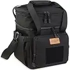 Tactical Lunch Bag for Men, Large Reusable Insulated Lunch Box, Leakproof Cooler Bag with Shoulder Strap Portable for Adults to Office Beach Work Picnic Camping, 20Cans/15L, Black