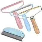 WACAR Brosse anti-peluches, poils d'animaux domestiques, de chien pour canapé, rasoir, râteau à moquette, nettoyeur tapis, outil nettoyage rouleau anti-peluches Bleu, Rose, Bois 4Pcs/Set