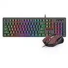 Redragon S107 Gaming Keyboard and Mouse Combo Wired Mechanical Feel RGB LED Backlit Keyboard 3200 DPI Gaming Mouse for Windows PC (Black)
