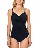 DELIMIRA Women's Swimsuit B-H Cup Tummy Control Underwire Support One Piece Bathing Suit Black 34C