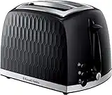 Russell Hobbs 26061 2 Slice Toaster - Contemporary Honeycomb Design with Extra Wide Slots and High Lift Feature, Black