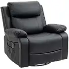 HOMCOM PU Leather Manual Recliner Electric Massage Sofa Recliner Chair with 8 Vibration Points Rocking Function Remote Control Black