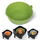 Pot en silicone Air Fryer, pas de nettoyage dur du panier à friteuse à air de remplacement des friteuses à air en silicone de qualité alimentaire (Large (16 x 6cm), Vert)