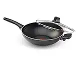 T-Fal Wok Pan, Wok with Lid, Nonstick Wok Pan, Thermo-Spot Heat Indicator, 30cm, Black