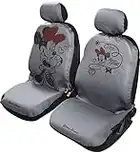 Disney Paire de Housses de siège Avant Auto universelles, avec appuie-têtes séparés, Compatible avec Les airbags, Motif Mickey/Minnie, Gris