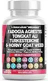 Fadogia Agrestis 5000mg Tongkat Ali 25000mg Turkesterone 5000mg Supplement with Horny Goat Weed, Saw Palmetto, Maca Root, Siberian Ginseng, Tribulus Terrestris, Fenugreek, Wild Yam USA - 60 Count