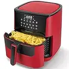 CROWNFUL 7 Quart Air Fryer, Oilless Electric Cooker with 12 Cooking Functions, LCD Touch Digital Screen with Precise Temperature Control, Nonstick Basket, 1700W, UL Listed-Red