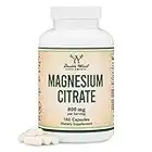 Magnesium Citrate Capsules 180 Capsules (Citrato de Magnesio) 800mg Servings, Vegan Safe, Manufactured in The USA by Double Wood Supplements