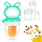 Oladwolf D'alimentation Pour Bébé Tétine à Fruit, Silicone Grignoteuse Bébé 3 Mois, Bebe+3 Tétines en Sans Bpa en 3 Tailles, Sucette Pour Fruit Bebe (Vert)