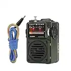 Raddy RF750 - Radio portátil de onda corta AM/FM/SW/WB receptor con Bluetooth y alertas NOAA, mini radio retro de bolsillo, recargable, con antena de cable de 9.85 pies