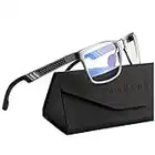 ANYLUV Blue Light Blocking Glasses Men Computer Gaming Blue Screen Glasses Mens Blue Light Blocker Glasses Rectangle Metal frame UV400 Clear Lens