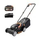 WORX 18V(20V MAX) Cordless Lawn Mower WG730E.1, PowerShare, 30cm Cutting Width, Cut to Edge, Brushless Motor, 3 Adjustable Cutting Heights, Lawns Up to 250㎡, 1pc 5Ah Battery Included