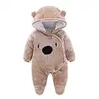 AIKSSOO Newborn Baby Warm Bear Footie Romper Thick Fleece Jumpsuit Winter Outerwear