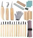 Fiabgum Herramientas De Talla De Madera, 26 PCS cinceles para madera, Conjunto De Herramientas Con Cuchillo De Gancho, Juego De Cinceles, Cuchillos Para Tallar Madera Seco, Para amantes del grabado.