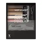 Wet n Wild Ultimate Eyebrow Universal Stencil Kit, 5 Brow Color Makeup Set, Spoolie For Brushing and Blending, Hair Removal Tweezers, Sponge Brush Applicator, 3 Stencils, Universal Appeal