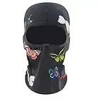 ISWMM 3-Hole Ski Mask Woolen Knitted Hat Outdoor Cycling Windproof Mask Balaclava Motorcycle Windproof Fishing Mask, Butterfly - Black