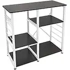 DlandHome 35.4 inches Microwave Cart Stand, Kitchen Utility Storage 3-Tier+3-Tier for Baker’s Rack & Spice Rack Organizer Workstation Shelf, Black