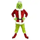 ReneeCho Christmas Santa Costume Green Monster Men Suit Adults Halloween Costume Grinc Elf