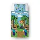 Minecraft Official Single Duvet Cover Set, Epic Design | Blue Reversible 2 Sided Bedding Duvet Cover Official Merchandise Including Matching Pillow Case