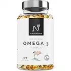 Omega 3 máxima concentración EPA – DHA. Ácidos grasos Omega 3 (2000 mg) + Vitamina E a base de aceite de pescado salvaje. 120 perlas blandas