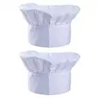 SERWOO 2PCS Toques Blanches en Polyester-Coton Cahpeau de Chef Toque Cuisinier