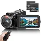 PEAWOLCY Caméscope Caméra Vidéo FHD 1080P 36MP 30FPS Youtube Vlogging Caméra pour Nuit IR Zoom Numérique 16X Camescope 3.0'' 270° IPS écran Rotatif Enregistreur Numérique avec Télécommande et 2 Piles