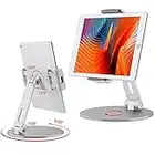 Tablet Stand and Holders with Adjustable Range and Height-Viozon Aluminum Stand Compatible with iPad/iPad pro/ipad Mini/Cellphone/Kindle Desk Holder fits 3.5-13inches, 360° Swivel Adjustable Base