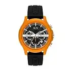 Armani Exchange Reloj Hombre, Movimiento cronógrafo, 46mm Caja de nylon naranja con correa de silicona, AX2438